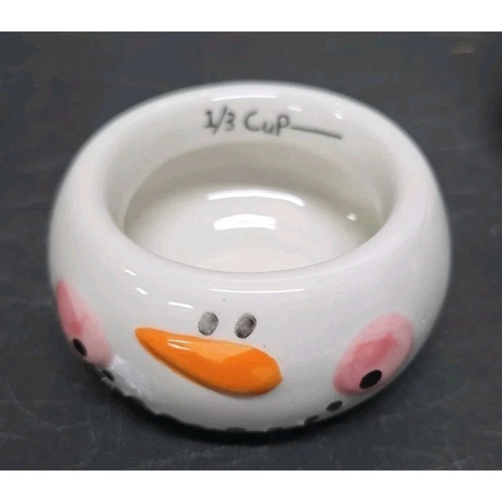 Pier 1 Imports Ceramic Snowman Measuring Cup Set Christmas - Contains 4 Eshelf